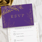 Elegant Paars- en Gold Leaf RSVP-kaart RSVP Kaartje