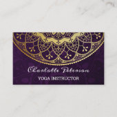 Elegant Paars en Gold Mandala Floral Visitekaartje (Voorkant)