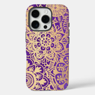 Elegant Paars en Gold Mandala Pattern iPhone 16 Pro Hoesje