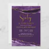 Elegant Paars en Gold Sixty en Fabulous Kaart (Voorkant)