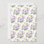 Elegant Paars en Gold Waterverf Floral Wedding Kaart (Achterkant)