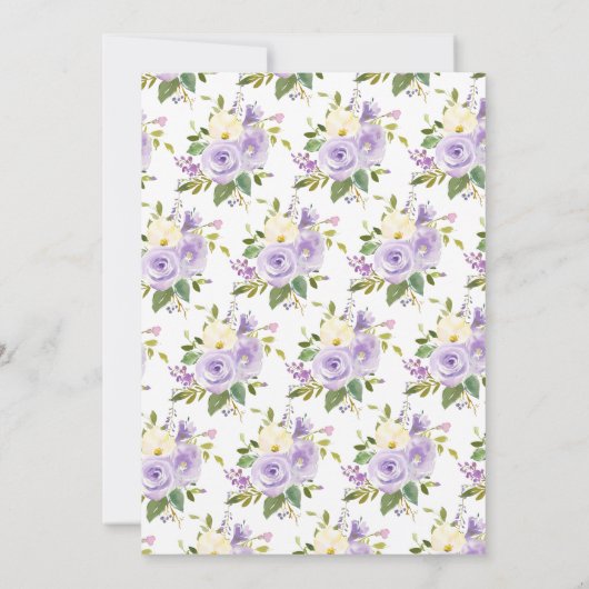 Elegant Paars en Gold Waterverf Floral Wedding Kaart (Achterkant)