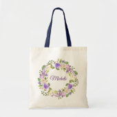 Elegant Paars en Gold Waterverf Floral Wedding Tote Bag (Voorkant)