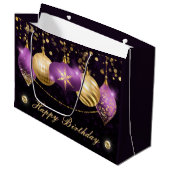 Elegant Paars en Gold Winter Baubles Birthday Groot Cadeauzakje (Voorkant Gekanteld)