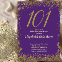Elegant Paars en Goud 101e Verjaardag