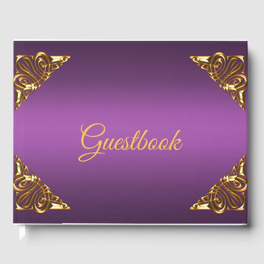 Elegant Paars en goud Gastenboek (Voorkant)