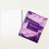 Elegant paars en goud glinsterend agaat monogram planner (Display)
