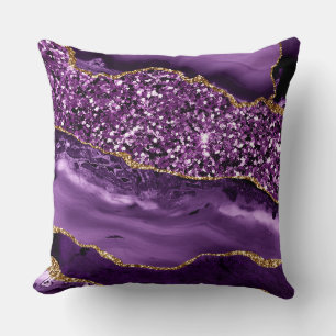 Elegant Paars en Goud Glitter Oceaan Agiet Kussen