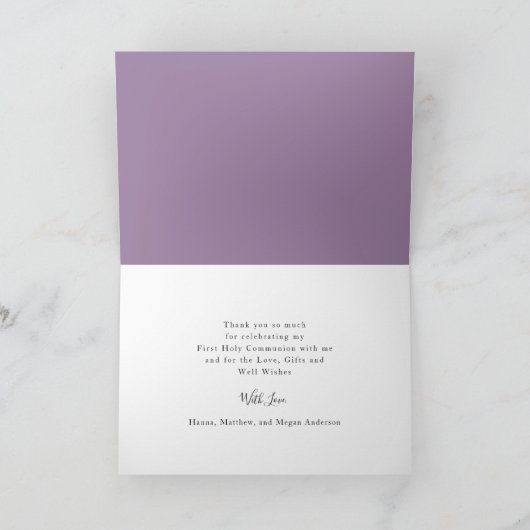 Elegant Paars en goud Hartelijk dank Kaart (Binnen)