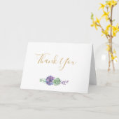 Elegant Paars en goud Hartelijk dank Kaart (Gele Bloem)