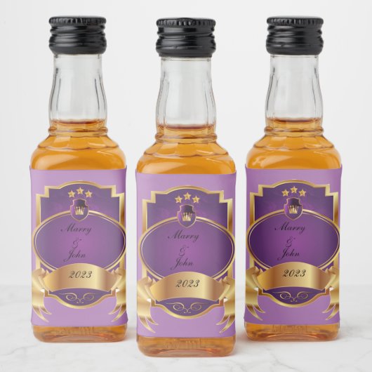 Elegant paars en goud likeurfles etiket (Flessen)