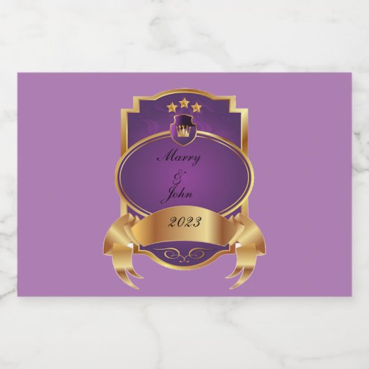 Elegant paars en goud likeurfles etiket (Enkel label)