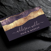 Elegant Paars En Goud Moderne Trendsettende Script Visitekaartje
