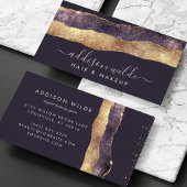 Elegant Paars En Goud Moderne Trendsettende Script Visitekaartje