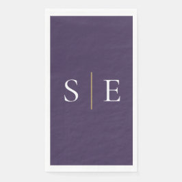 Elegant Paars En Goud Monogram Minimalistisch  Servet