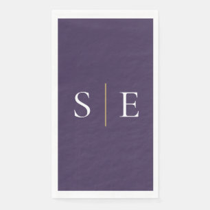 Elegant Paars En Goud Monogram Minimalistisch Servet