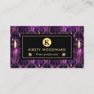Elegant paars en goud namaak gebrandschilderd glas visitekaartje
