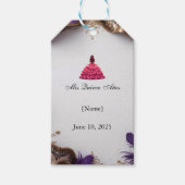 Elegant Paars en Goud Quinceañera Feest Cadeaulabel (Voorkant)