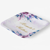 Elegant Paars en gouden botanische pinda's bruilof Papieren Bordje (Gebogen)