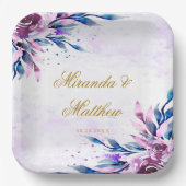 Elegant Paars en gouden botanische pinda's bruilof Papieren Bordje (Voorkant)