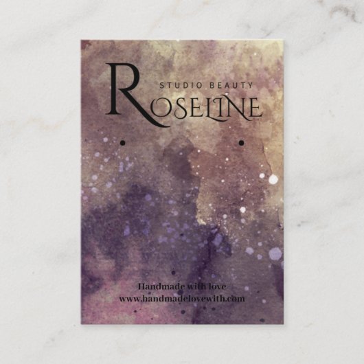 Elegant Paars en gouden Waterverf Veroorbaar beeld Visitekaartje (Voorkant)