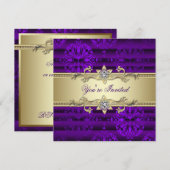 Elegant Paars- en Goudfeest Kaart (Voorkant / Achterkant)