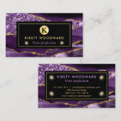 Elegant Paars- en goudgalglitteragaat Visitekaartje (Voorkant / Achterkant)