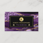 Elegant Paars- en goudgalglitteragaat Visitekaartje (Voorkant)