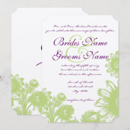 Elegant Paars en Groene  Floral Wedding Kaart