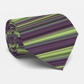 Elegant paars en groene strepen stropdas (Opgerold)