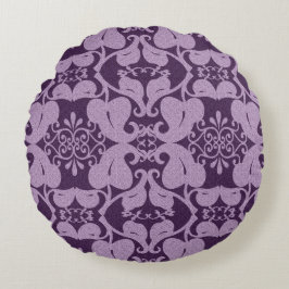 Elegant Paars en lavender Patroon Rond Kussen