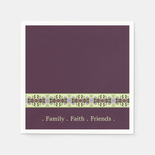 Elegant Paars en Mauve Floral Servet (Voorkant)