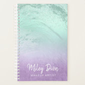 Elegant paars en mint glitter marble make-up artie planner (Voorkant)