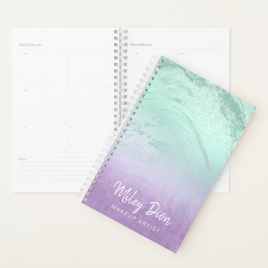 Elegant paars en mint glitter marble make-up artie planner (Display)