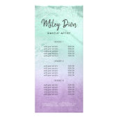 Elegant paars en mint glitter marble make-up artie reclamekaart (Voorkant)