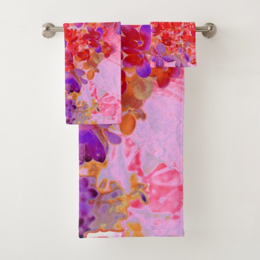 Elegant Paars en Oranje Licht Hydrangea Bad Handdoek (Insitu)