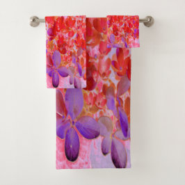 Elegant Paars en Oranje Licht Hydrangea Bad Handdoek