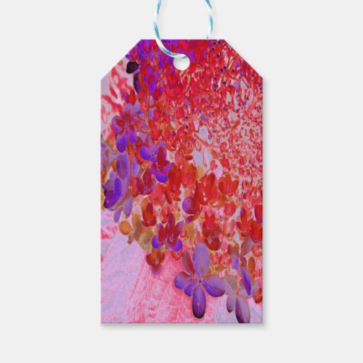 Elegant Paars en Oranje Licht Hydrangea Cadeaulabel (Voorkant)