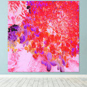 Elegant Paars en Oranje Licht Hydrangea Canvas Afdruk (Insitu (Houten vloer))