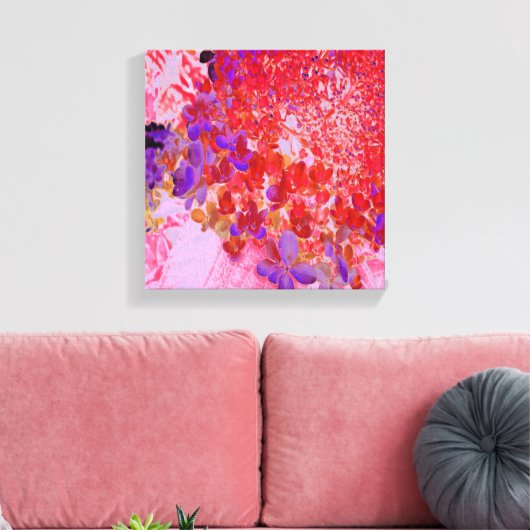 Elegant Paars en Oranje Licht Hydrangea Canvas Afdruk (Insitu (Woonkamer))