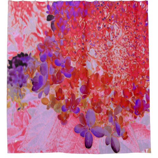 Elegant Paars en Oranje Licht Hydrangea Douchegordijn (Voorkant)