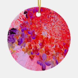 Elegant Paars en Oranje Licht Hydrangea Keramisch Ornament