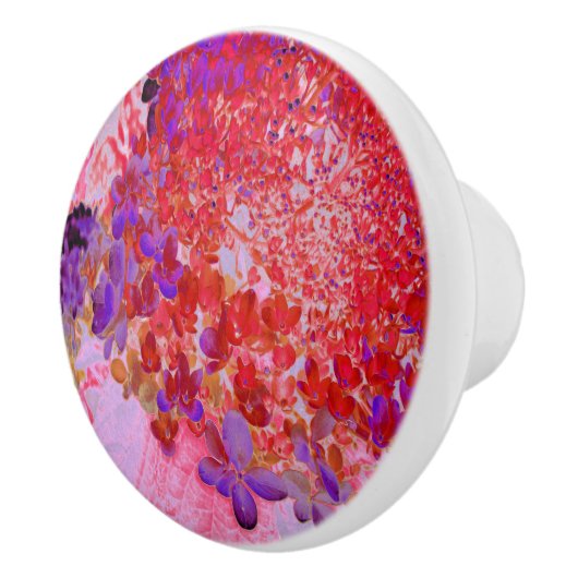 Elegant Paars en Oranje Licht Hydrangea Keramische Knop (Rechts)