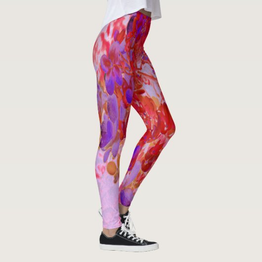 Elegant Paars en Oranje Licht Hydrangea Leggings (Rechts)