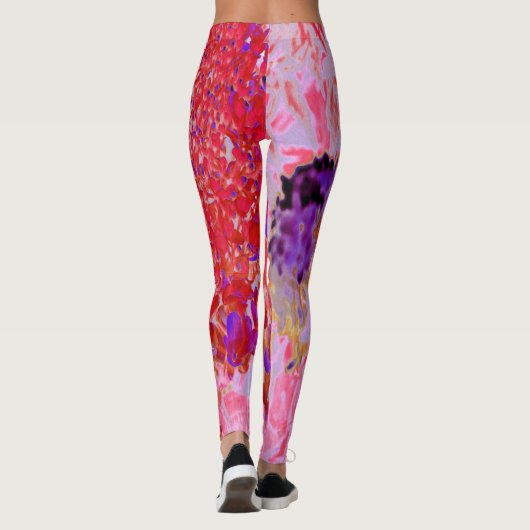 Elegant Paars en Oranje Licht Hydrangea Leggings (Achterkant)