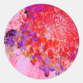 Elegant Paars en Oranje Licht Hydrangea Ronde Sticker