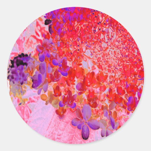 Elegant Paars en Oranje Licht Hydrangea Ronde Sticker (Voorkant)