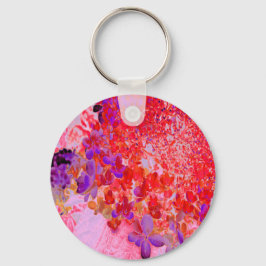 Elegant Paars en Oranje Licht Hydrangea Sleutelhanger