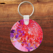 Elegant Paars en Oranje Licht Hydrangea Sleutelhanger (Voorkant)