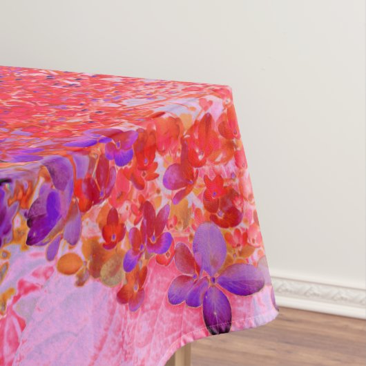 Elegant Paars en Oranje Licht Hydrangea Tafelkleed (Voorbeeld)